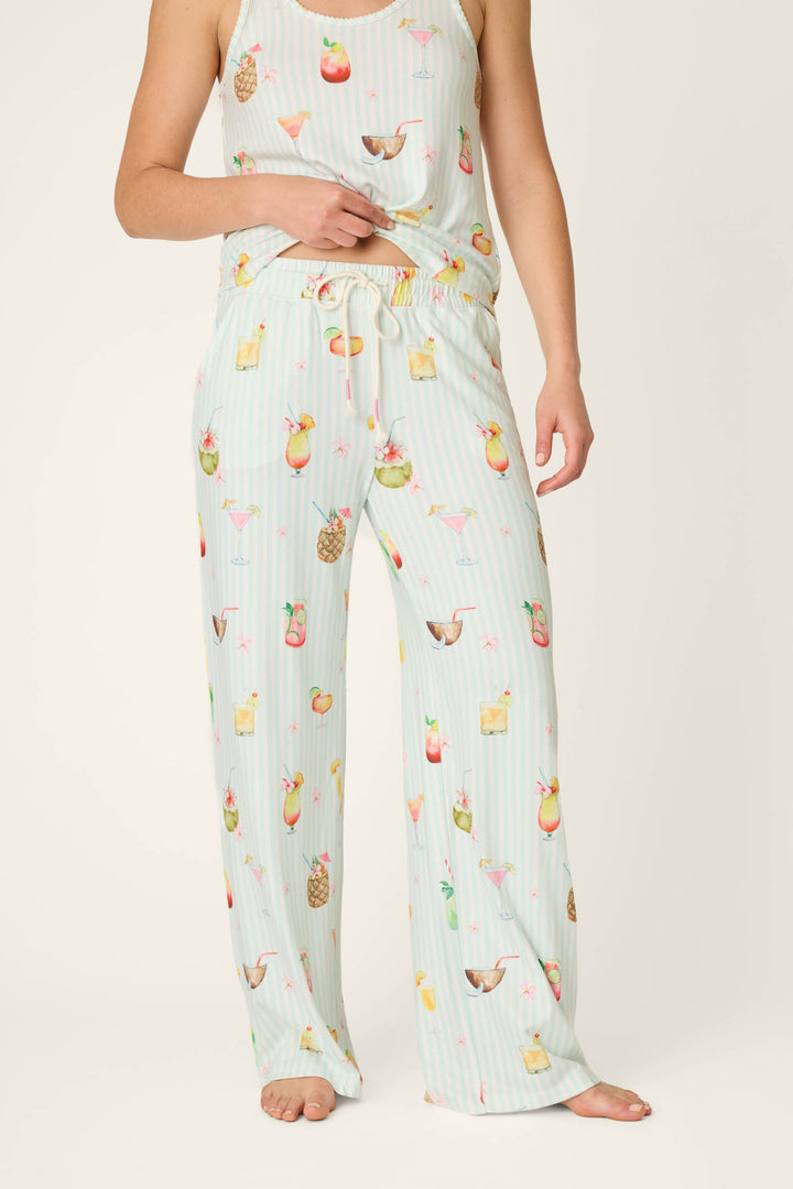 It's Five O'clock Somewhere Cocktail Print Open Leg Pants