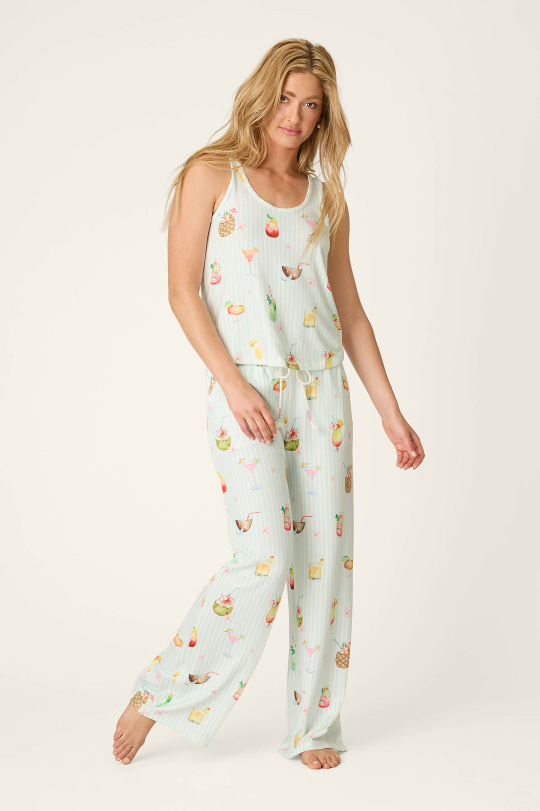 It's Five O'clock Somewhere Cocktail Print Open Leg Pants