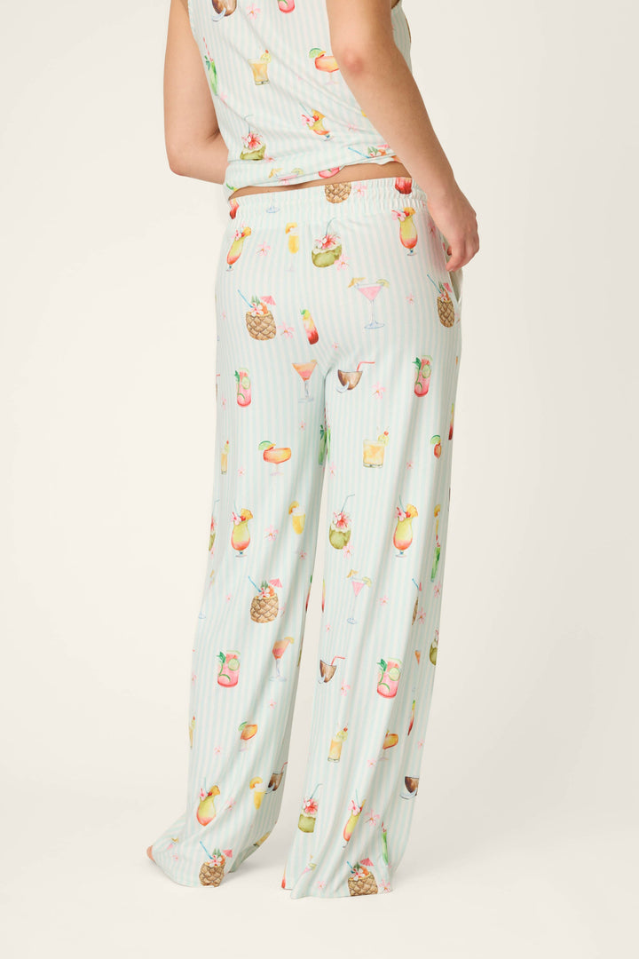 It's Five O'clock Somewhere Cocktail Print Open Leg Pants