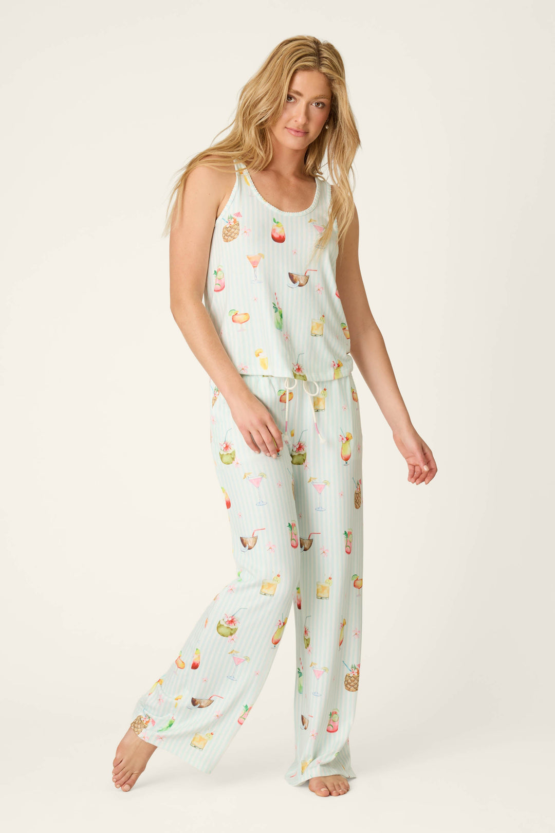It's Five O'clock Somewhere Cocktail Print Long PJ Set