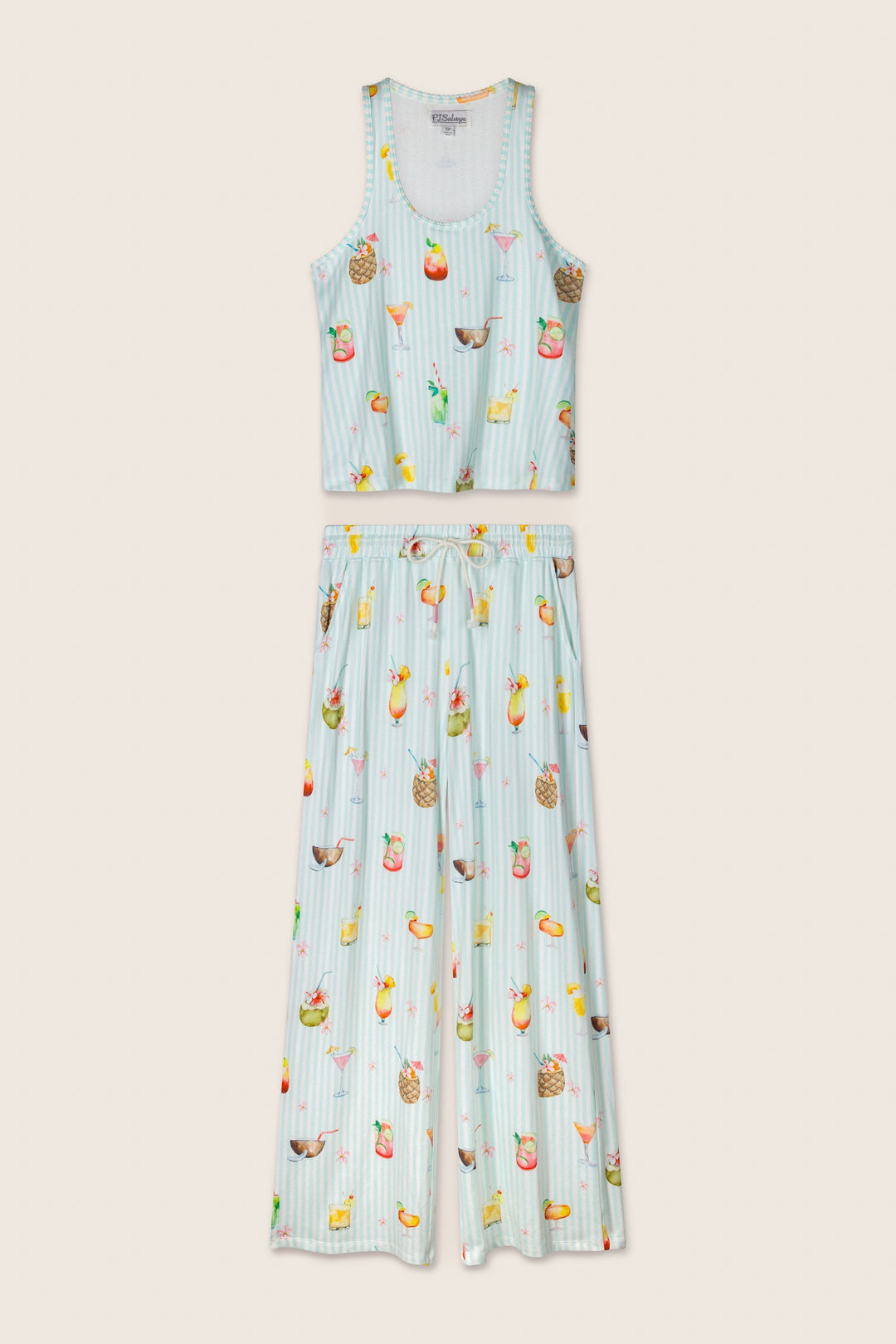 It's Five O'clock Somewhere Cocktail Print Long PJ Set