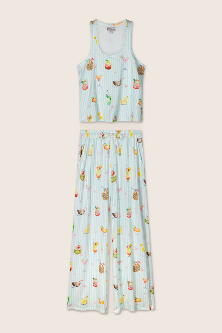 It's Five O'clock Somewhere Cocktail Print Long PJ Set