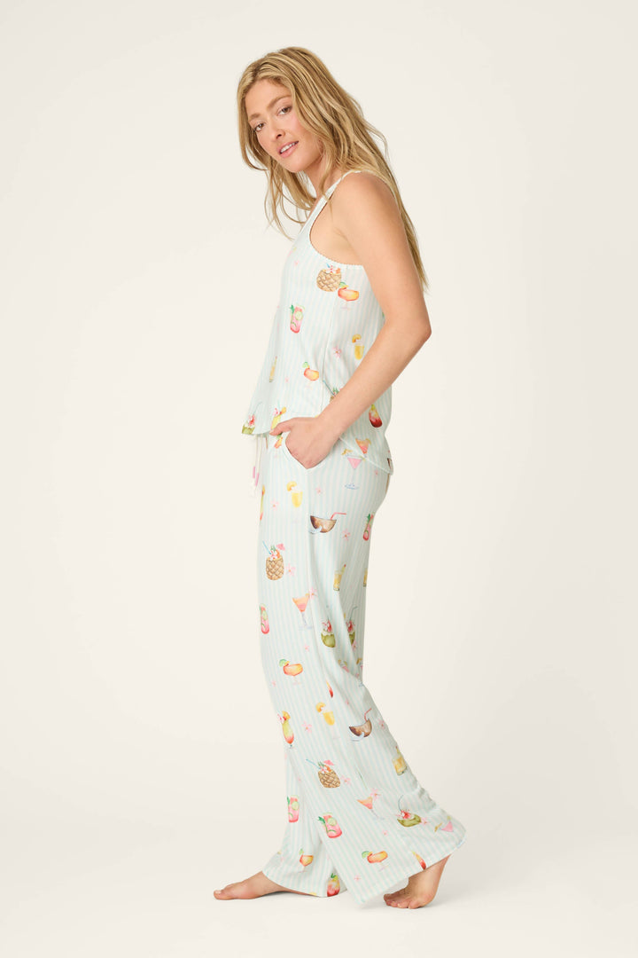 It's Five O'clock Somewhere Cocktail Print Long PJ Set