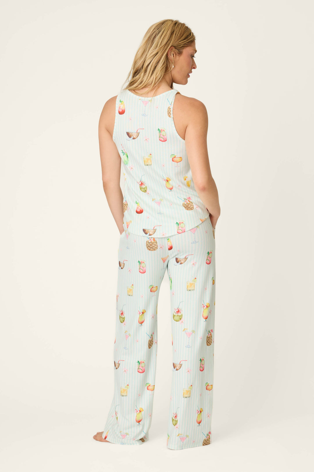 It's Five O'clock Somewhere Cocktail Print Long PJ Set