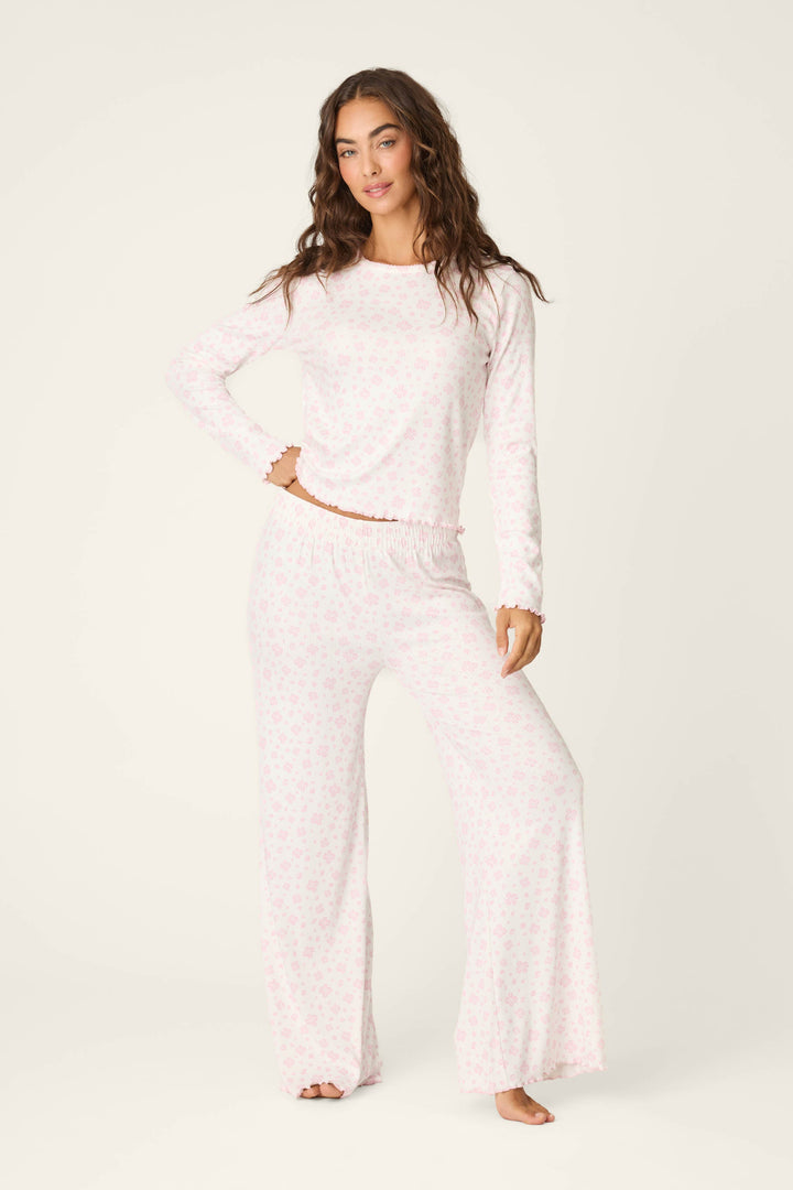 Pretty Petals Sweet Pink Floral Print Long Sleeve Top