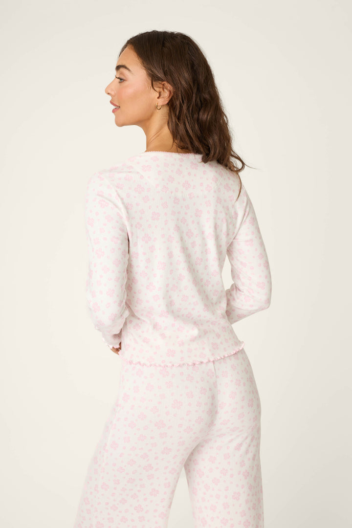Pretty Petals Sweet Pink Floral Print Long Sleeve Top