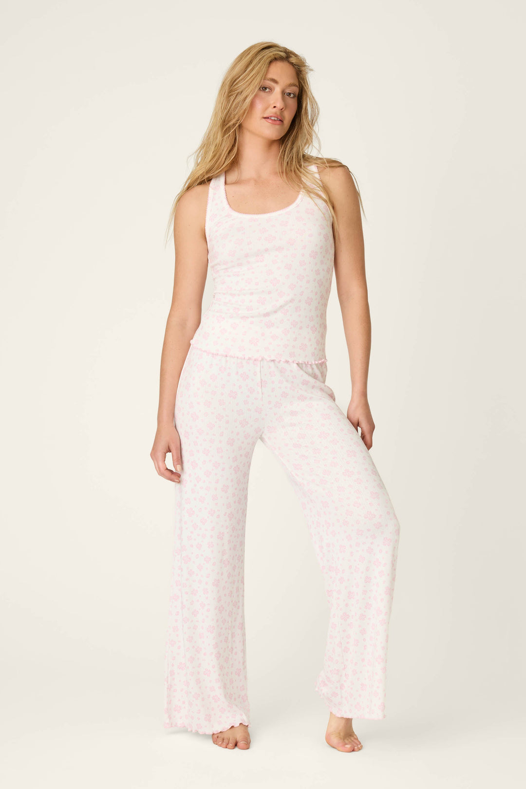 Pretty Petals Sweet Pink Floral Print Long PJ Set