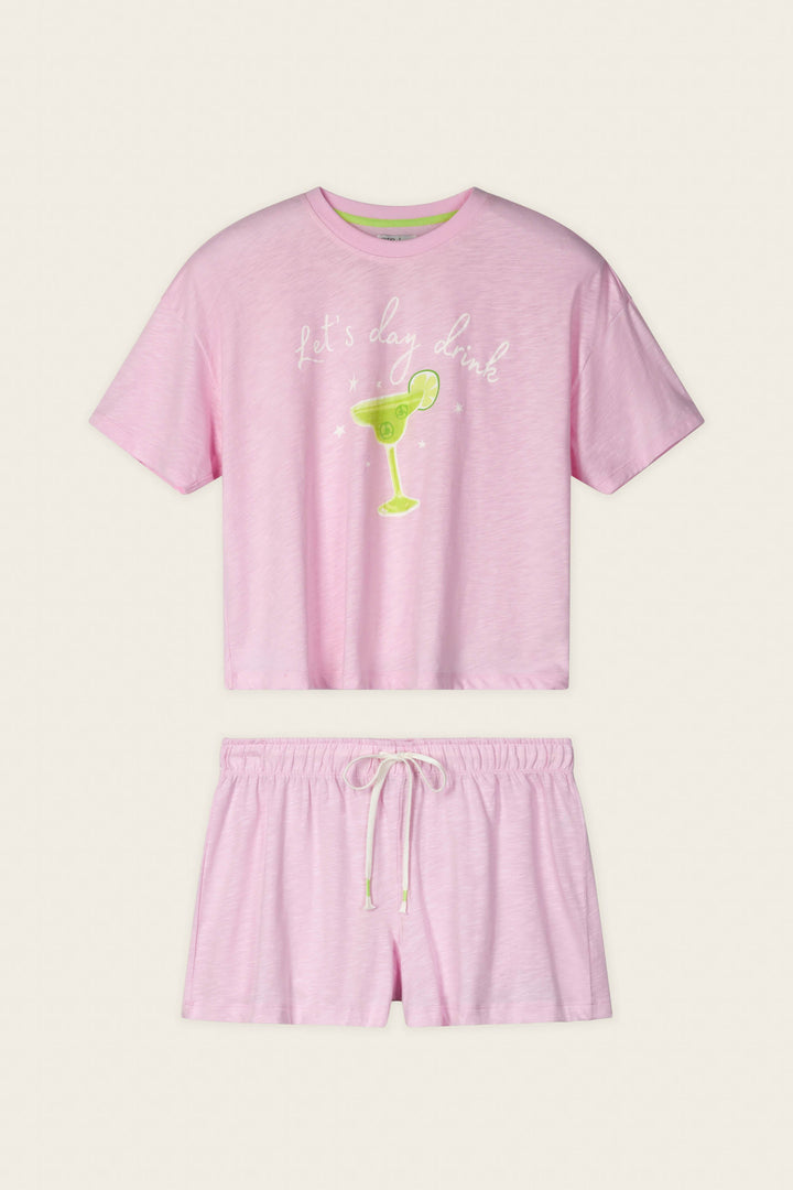Softee "Let's Day Drink" Graphic Print Short PJ Set