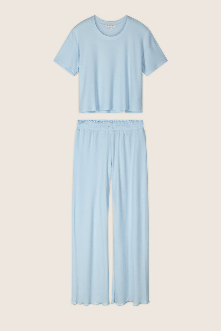 Weekend Waffles Crystal Blue Cropped PJ Set