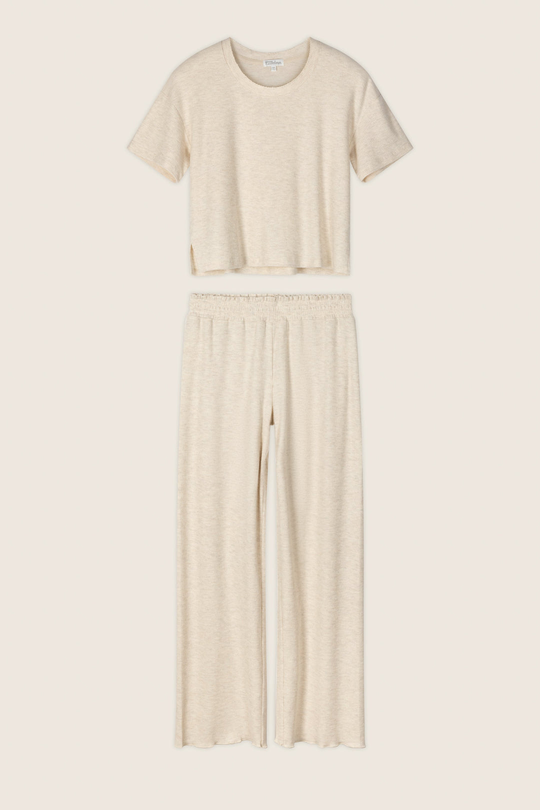 Weekend Waffles Light Oatmeal Cropped PJ Set