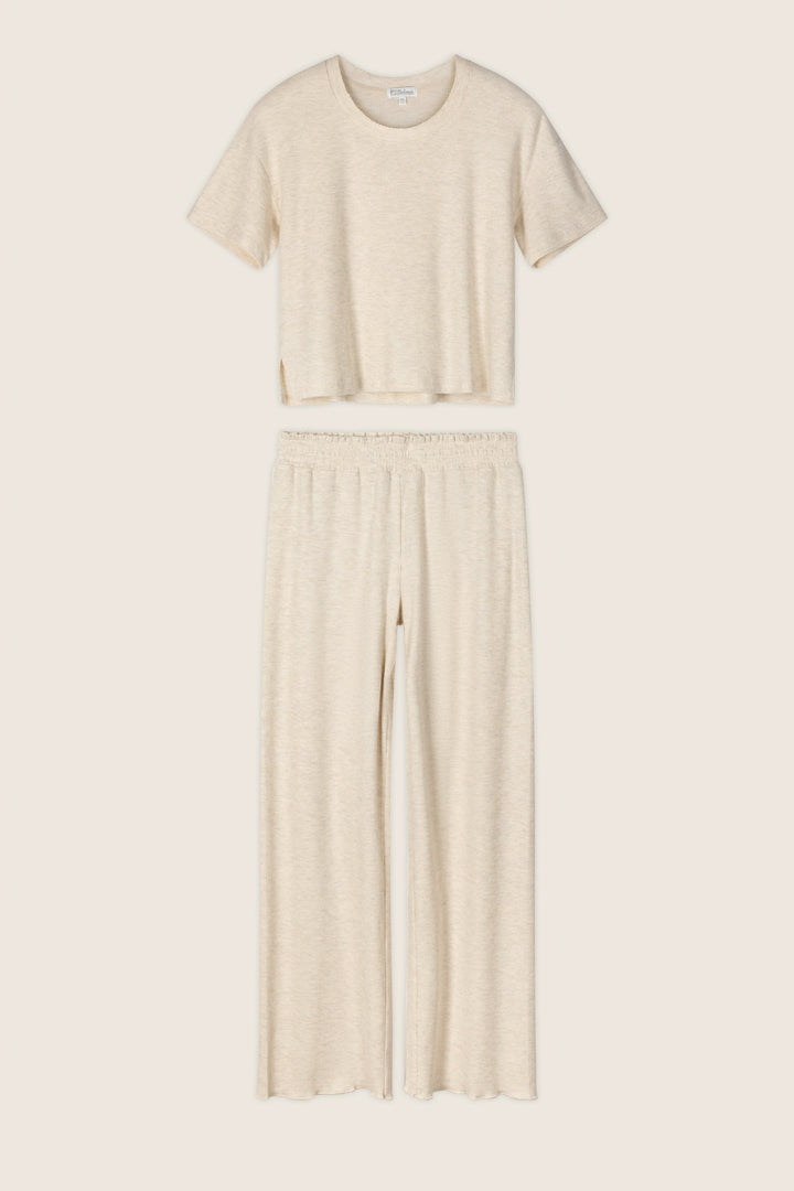 Weekend Waffles Light Oatmeal Cropped PJ Set