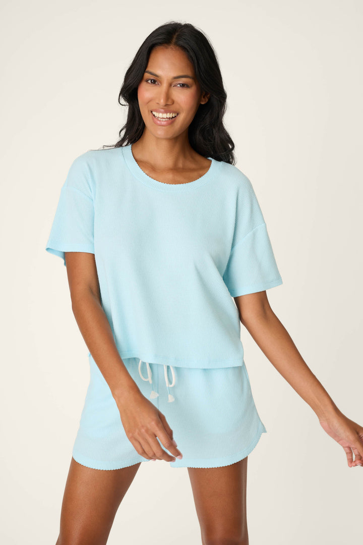 Weekend Waffles Crystal Blue Short Sleeve Top