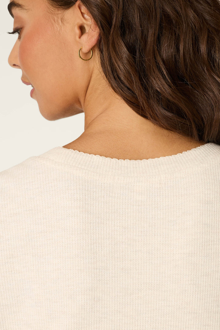 Weekend Waffles Light Oatmeal Short Sleeve Top