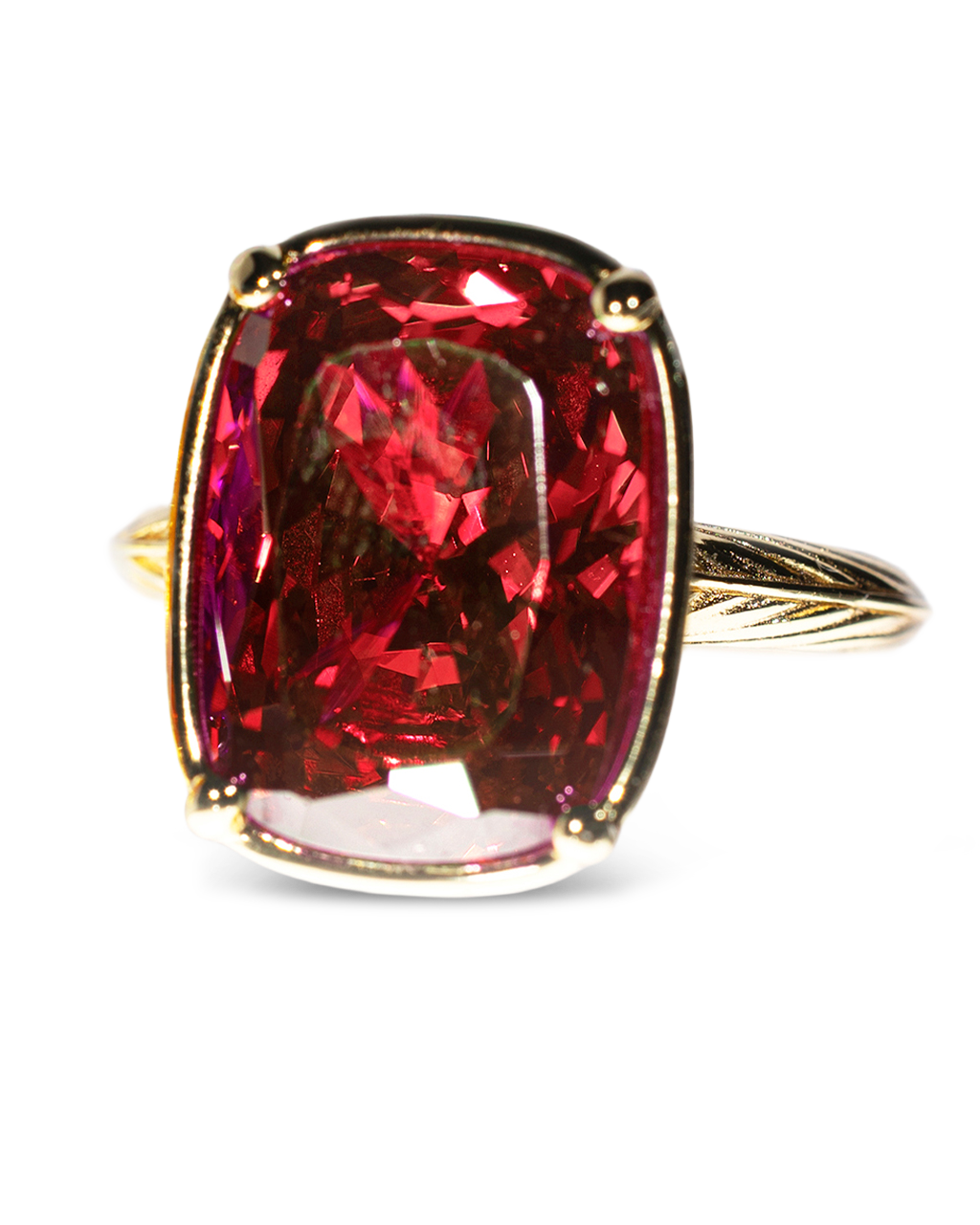 Garnet CZ  Elongated Cushion Cocktail Ring