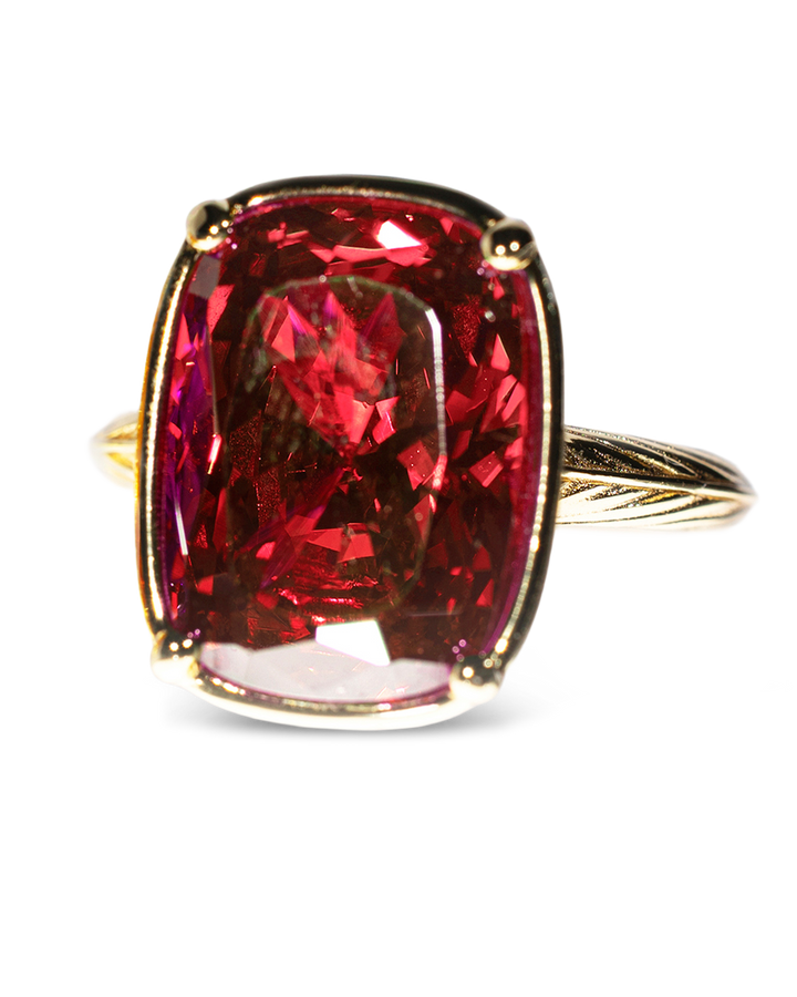 Garnet CZ  Elongated Cushion Cocktail Ring