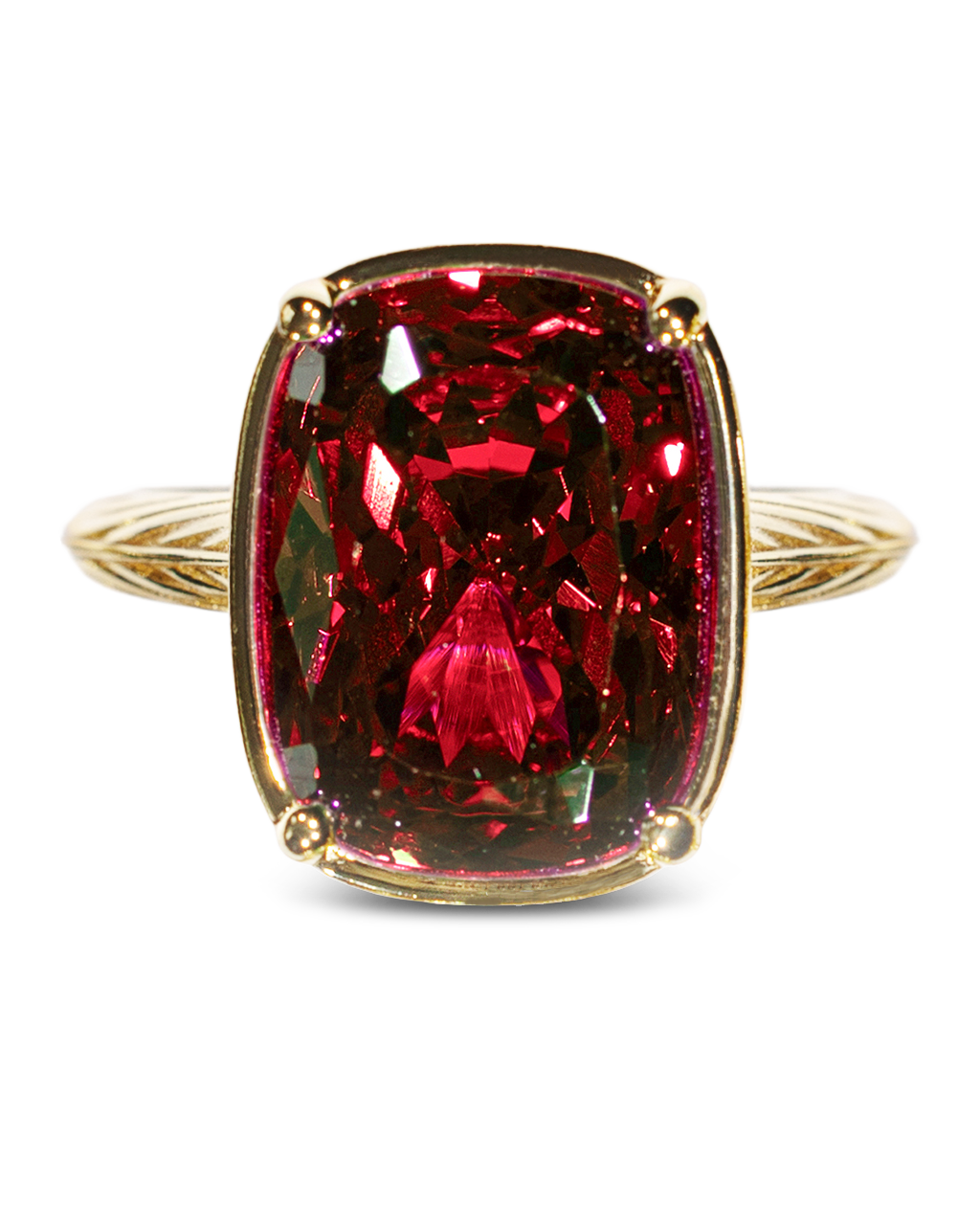 Garnet CZ  Elongated Cushion Cocktail Ring