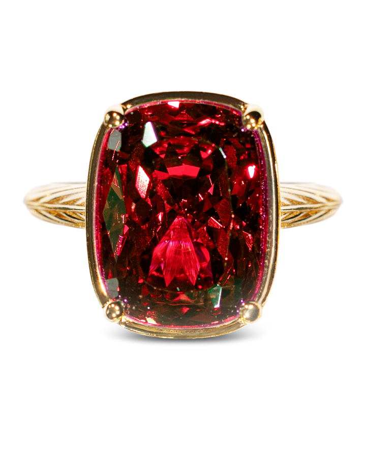 Garnet CZ  Elongated Cushion Cocktail Ring