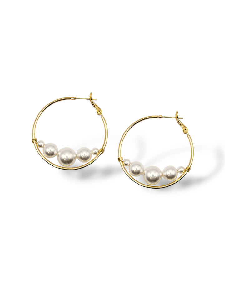 Rio Large Pearl Hoop Earrings
