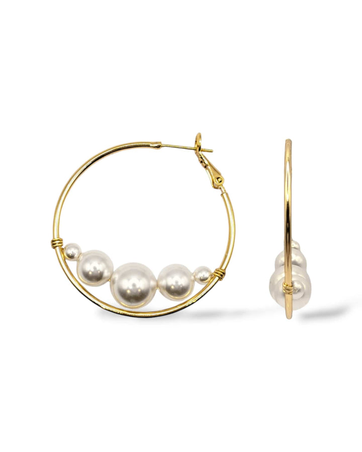 Rio Large Pearl Hoop Earrings