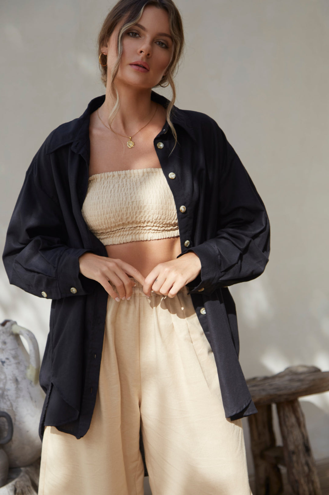 Romania Oversized Linen Shirt by Bali Lane