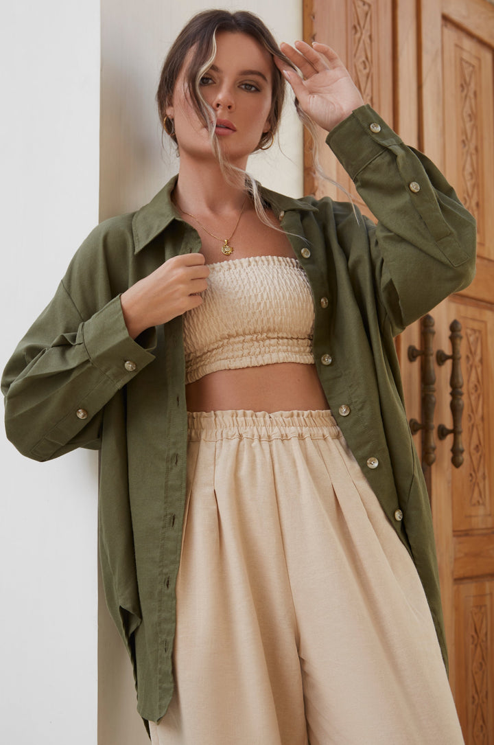 Romania Oversized Linen Shirt by Bali Lane