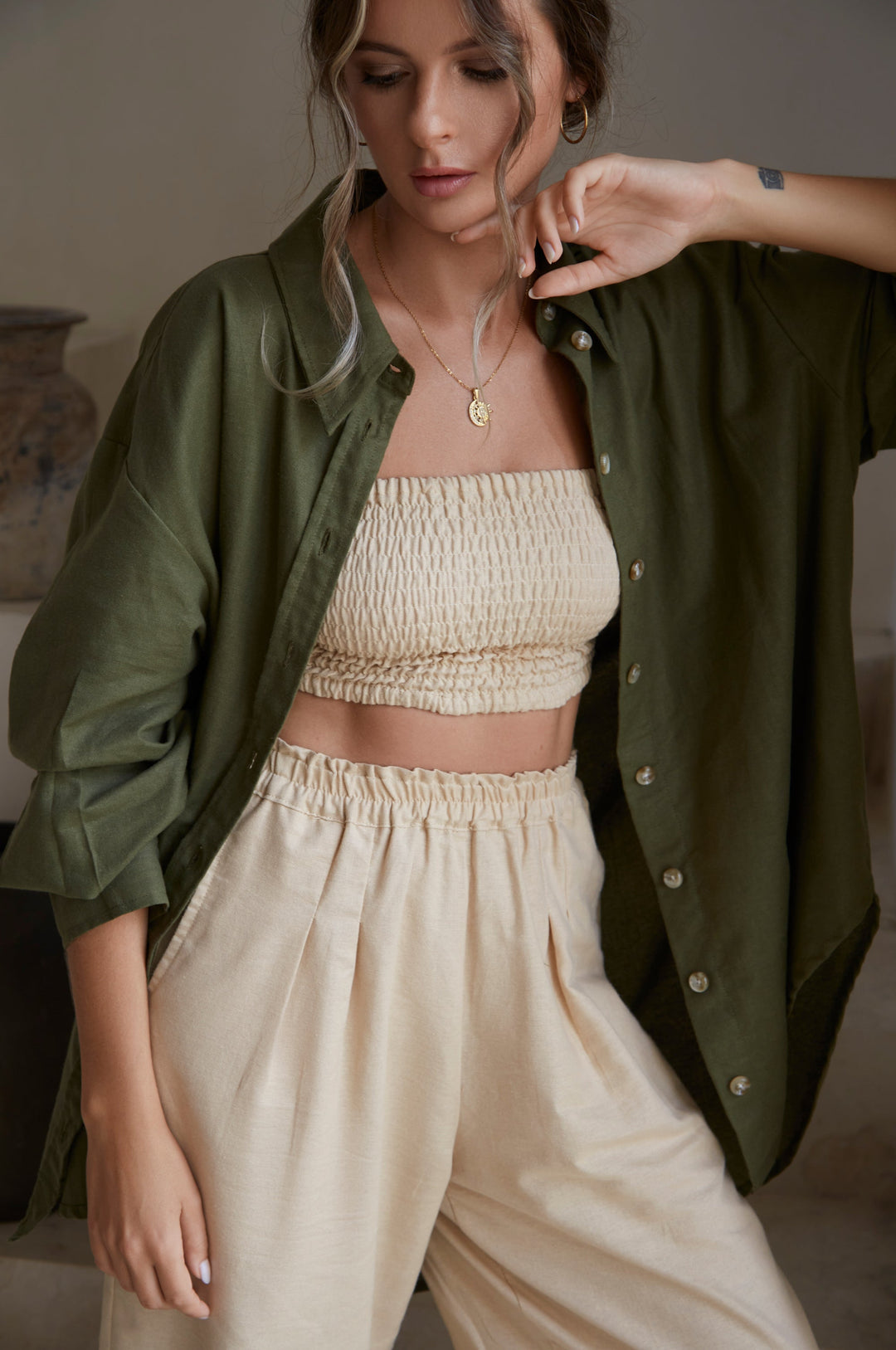 Romania Oversized Linen Shirt by Bali Lane