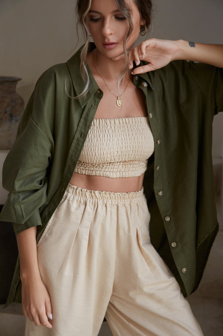 Romania Oversized Linen Shirt by Bali Lane