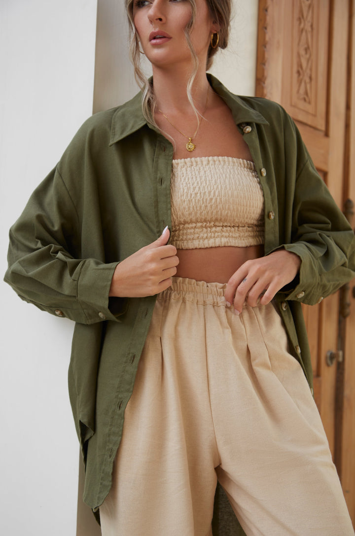 Romania Oversized Linen Shirt by Bali Lane