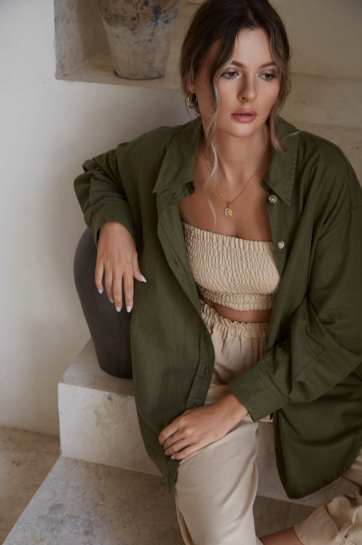 Romania Oversized Linen Shirt by Bali Lane