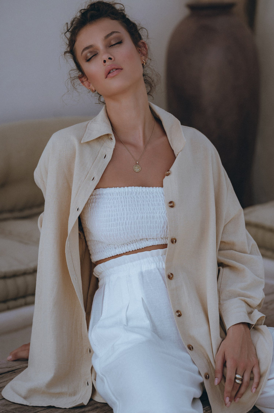 Romania Oversized Linen Shirt by Bali Lane