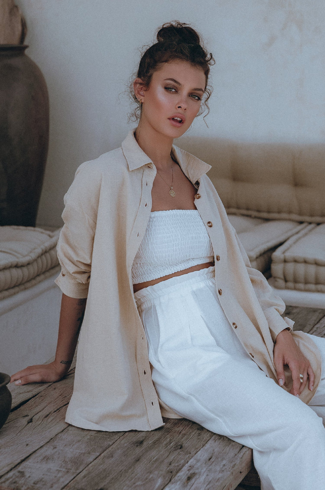 Romania Oversized Linen Shirt by Bali Lane