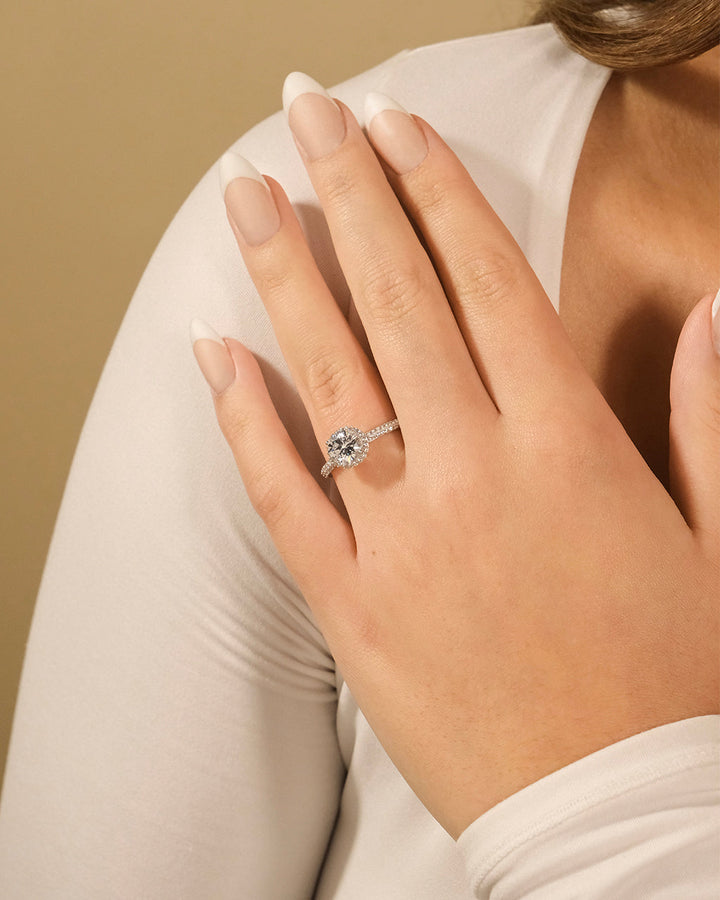 Round Brilliant CZ Ring with Bead Set Border