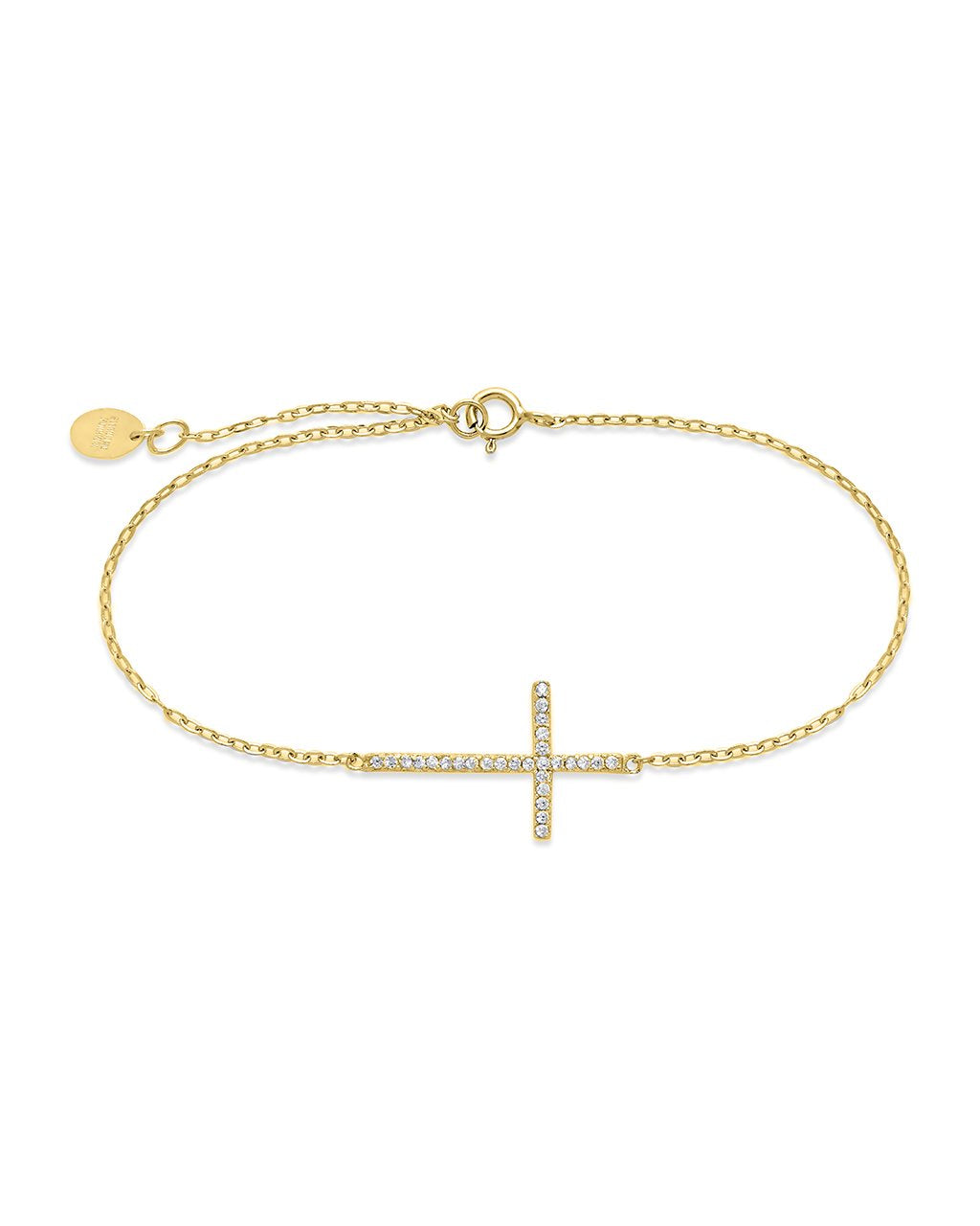 Sterling Silver Sideways CZ Cross Bracelet by Sterling Forever