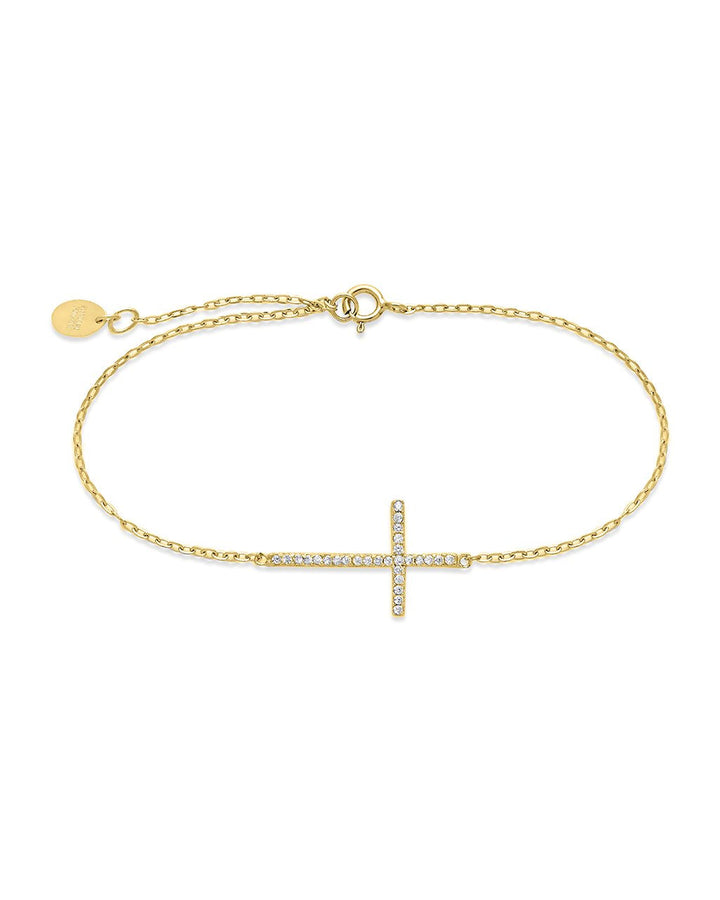 Sterling Silver Sideways CZ Cross Bracelet by Sterling Forever