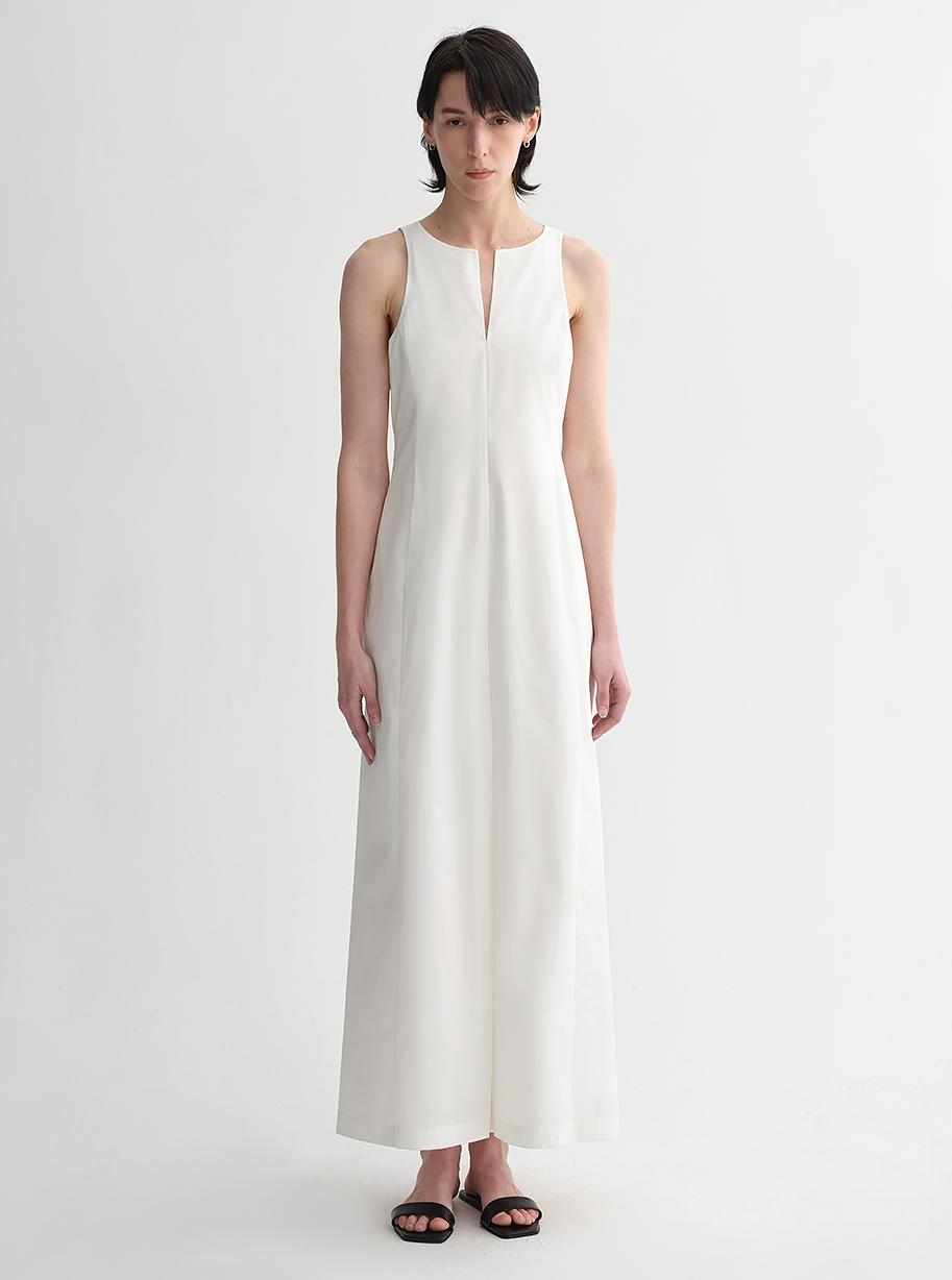 Micro-cocoon-shaped I-shaped pleated V-neck commuting slim-fitting split vest dress for women by Firelady Fur