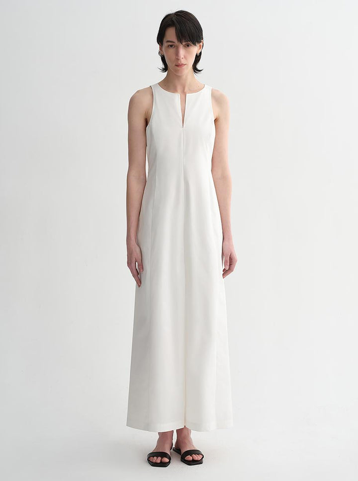 Micro-cocoon-shaped I-shaped pleated V-neck commuting slim-fitting split vest dress for women by Firelady Fur