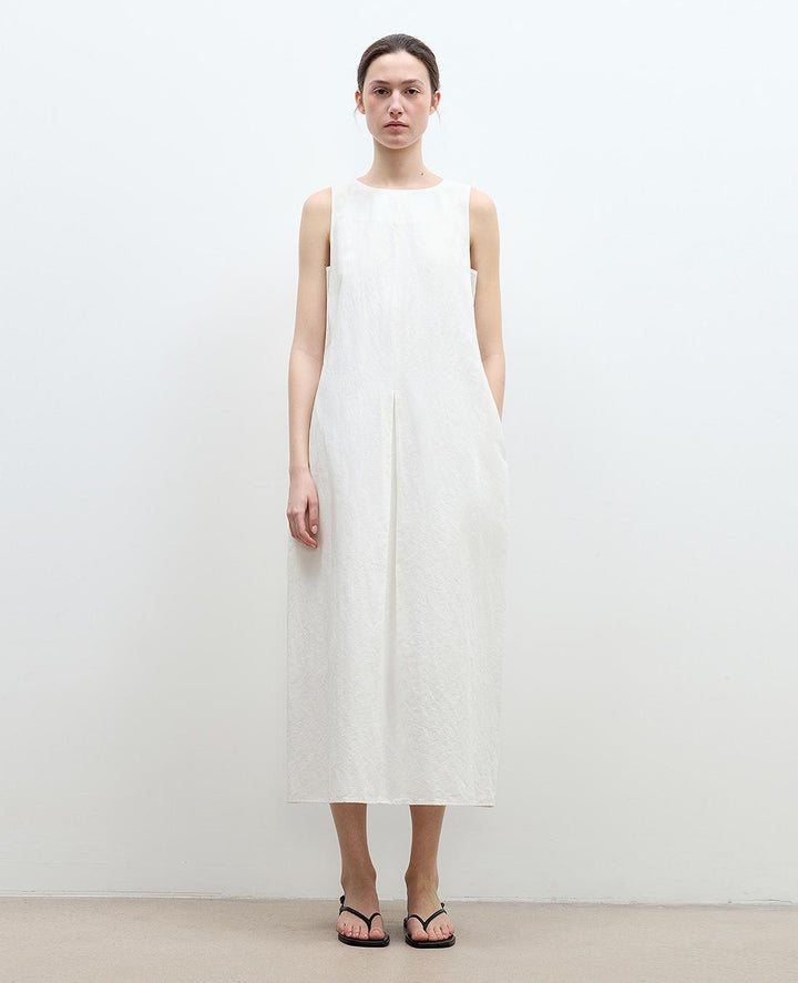 "Deyanuo" hemp three-dimensional hourglass sleeveless round neck loose slim dress for women by Firelady Fur