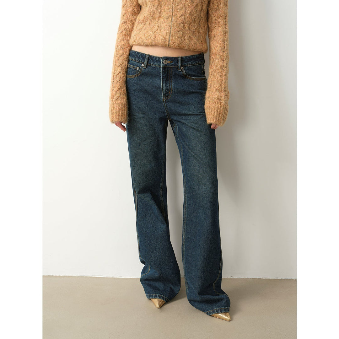 "Pure Flared" Japanese imported fabric Vintage retro washed loose flared jeans for women by Firelady Fur