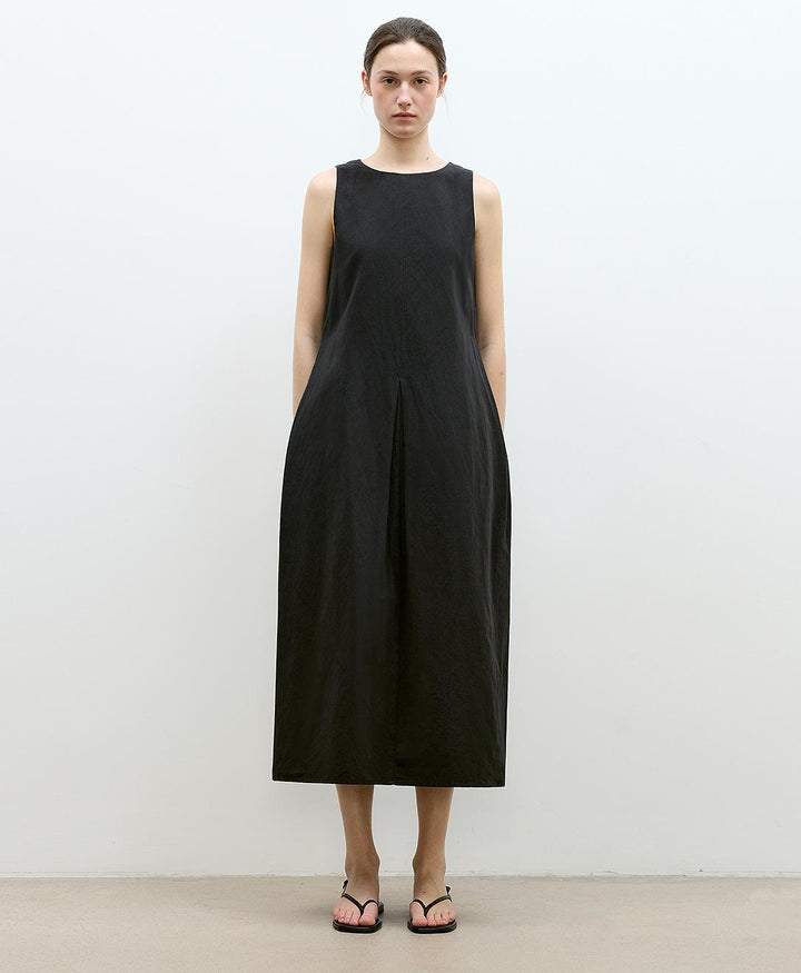 "Deyanuo" hemp three-dimensional hourglass sleeveless round neck loose slim dress for women by Firelady Fur