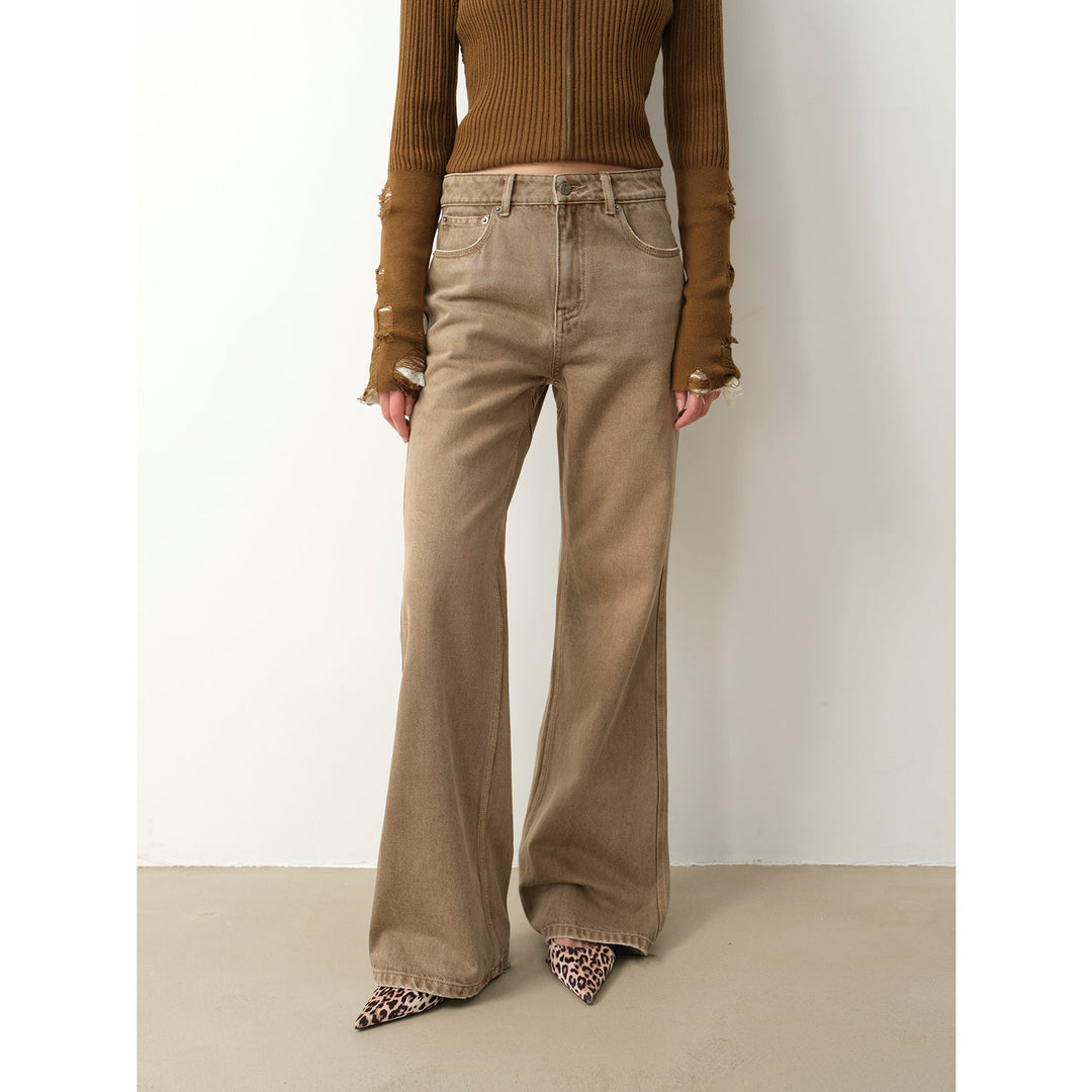 "Pure Flared" Japanese imported fabric Vintage retro washed loose flared jeans for women by Firelady Fur