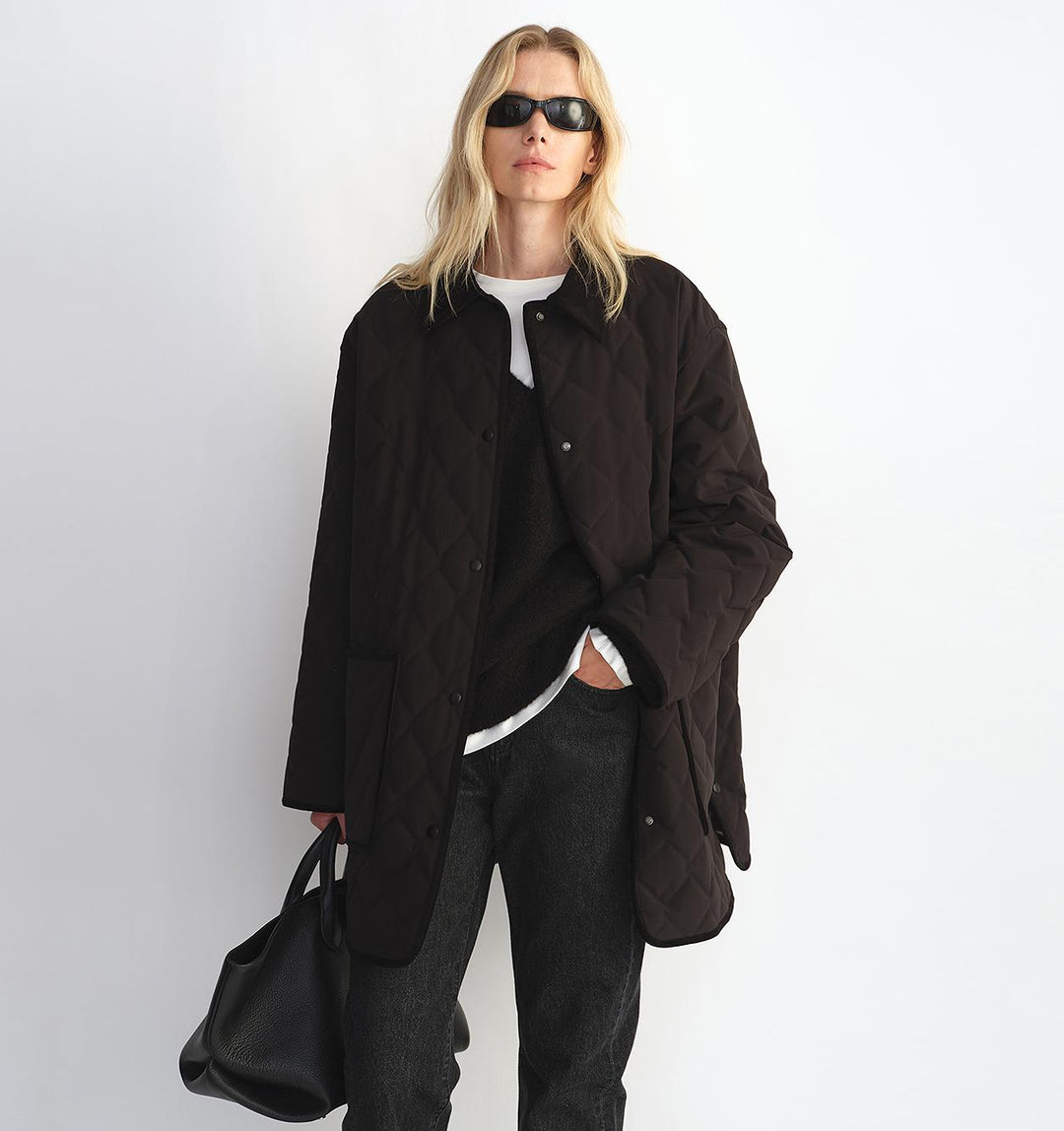 "Diamond Texture" Splicing Lapel 90 White Goose Down Barn Jacket Down Jacket Women by Firelady Fur