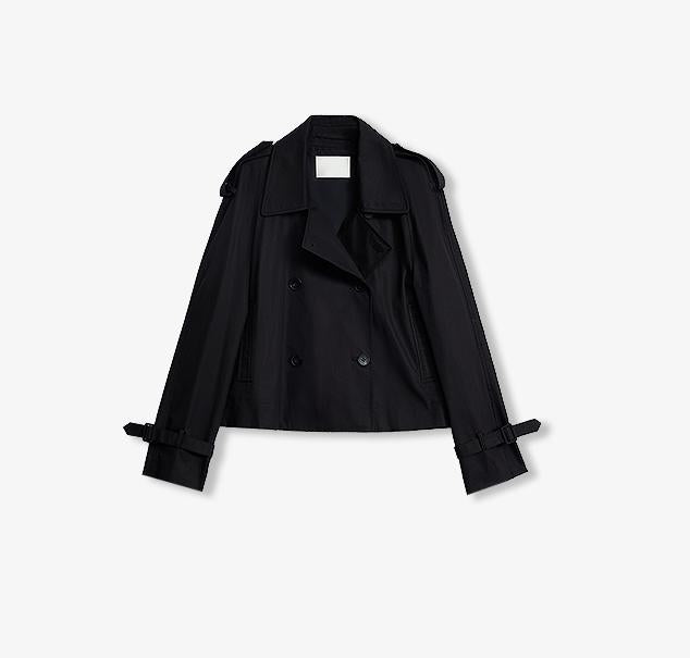 "Night Messenger" anti-wrinkle waterproof large lapel short straight box windbreaker for women by Firelady Fur