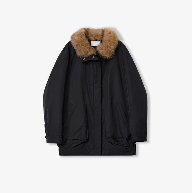 Fireladyfur Women's Water-Repellent Goose Down Parka with Removable Fox Fur Collar by Firelady Fur