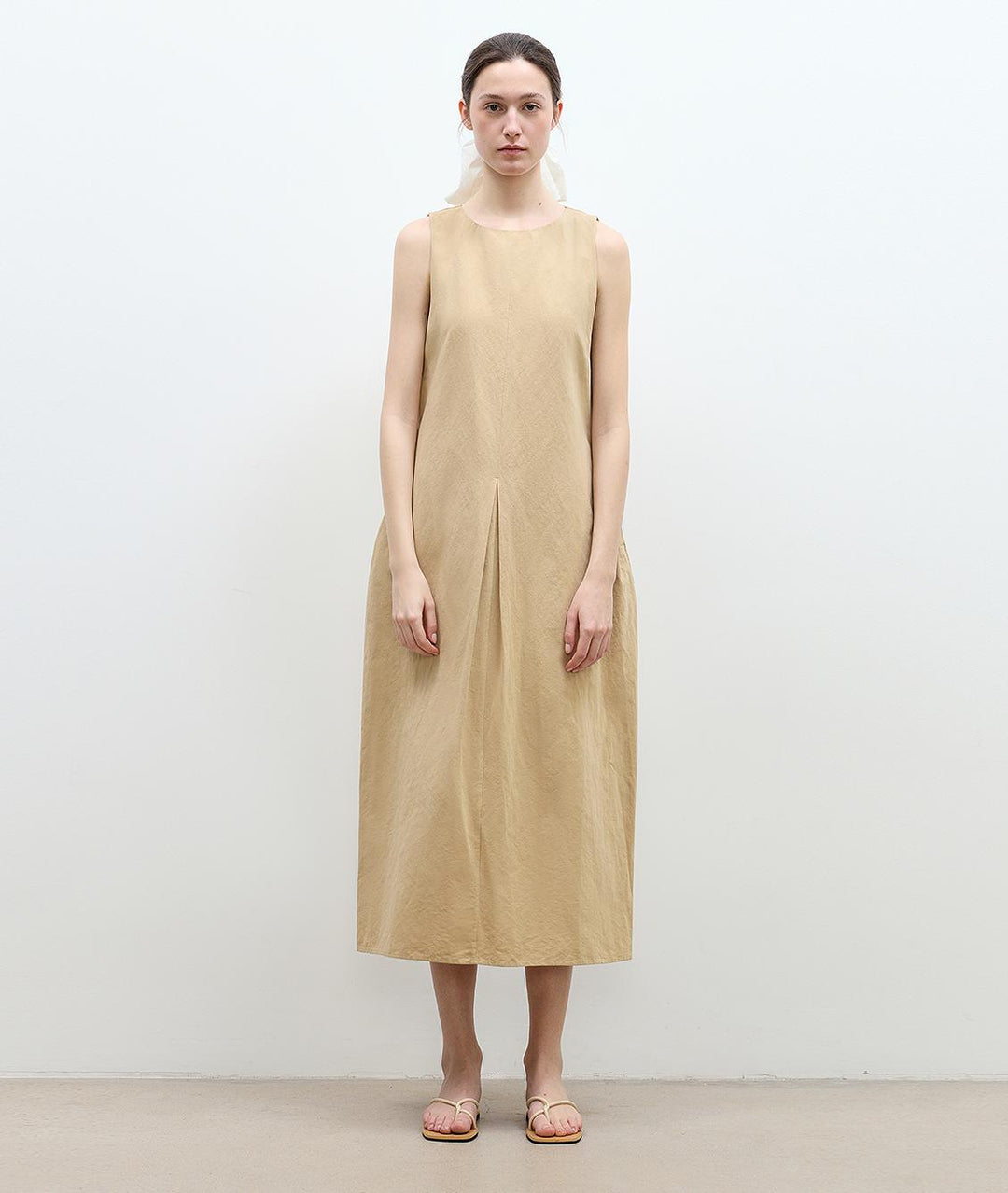 "Deyanuo" hemp three-dimensional hourglass sleeveless round neck loose slim dress for women by Firelady Fur