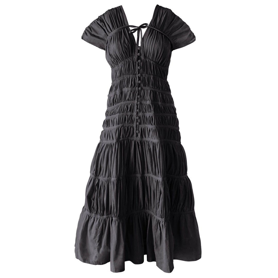 The Srikandi Ruffle Maxi Dress In Black