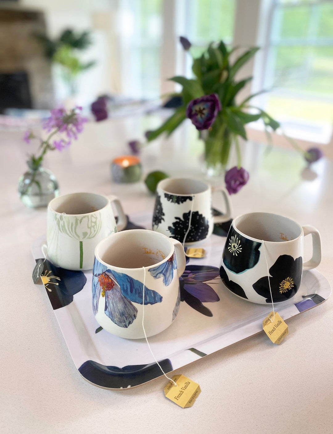 Porcelain Mug:  Black Scabiosa by India & Purry