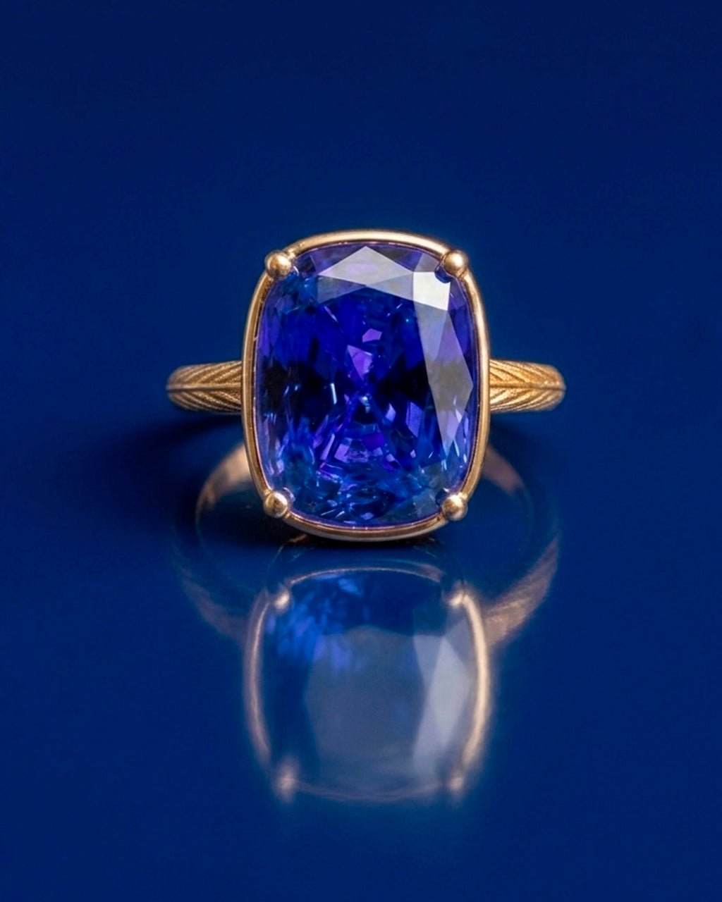 Sapphire Elongated Cushion CZ Cocktail Ring