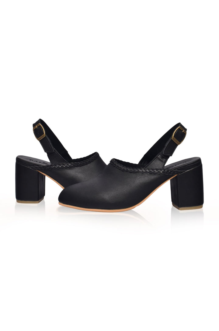 Savage Leather Slingback Heels by Bali Lane
