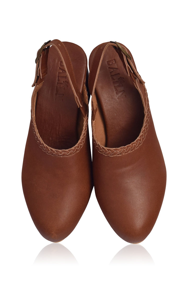 Savage Leather Slingback Heels by Bali Lane