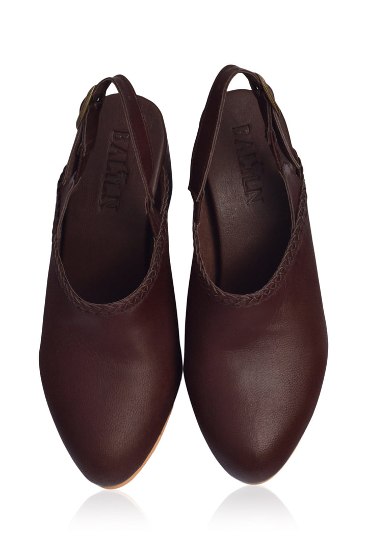 Savage Leather Slingback Heels by Bali Lane